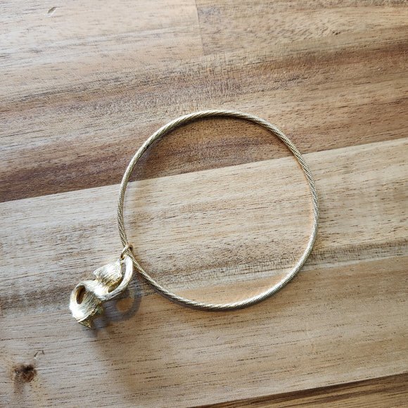 Vintage Mid-Century Gold Monkey with Green Rhinestone Eyes Charm Bracelet - Picture 8 of 9